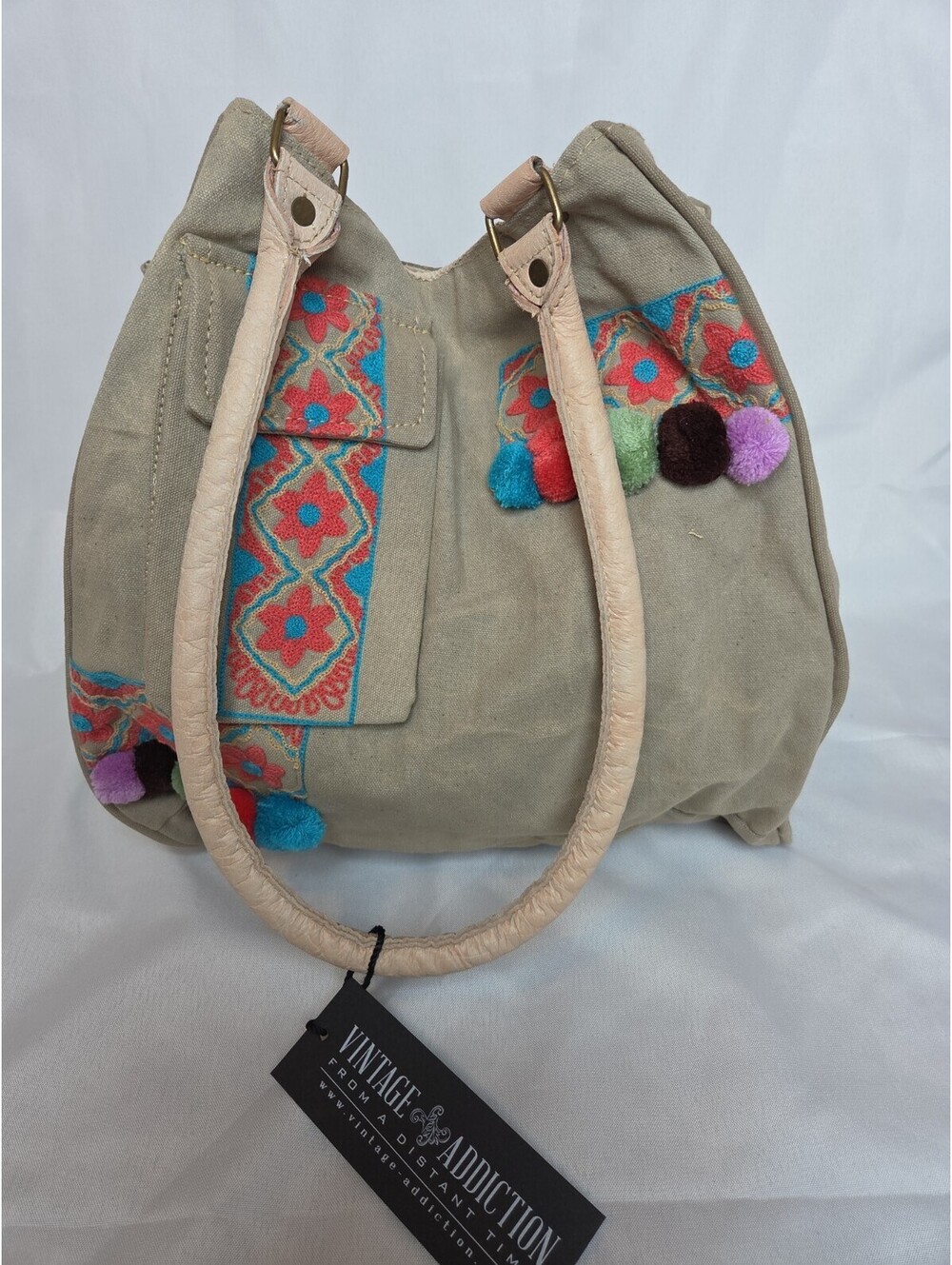 Vintage Addiction Upcycled Canvas Large Shoulder Bag/ Tote NWT